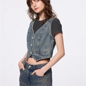 GU Denim Button-Up Vest - S
